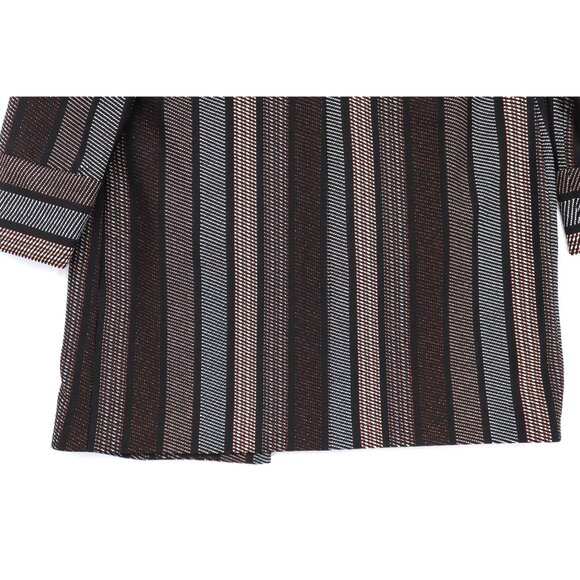 Chicos Open Front Long Striped Coat Rose Gold Glitter Copper Womens Size 4/6 - Picture 12 of 14